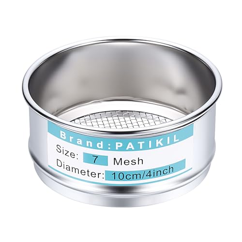 PATIKIL 7 Mesh(2.8mm) Lab Sieve, 3.9"(10cm) Diameter Sifting Screen 304 Stainless Steel Wire Cloth Fine Mesh Sieve for Industrial Laboratory Home Soil Sifter Dry Sift Screens Hash - size: 7 Mesh(2.8mm)/3.9"