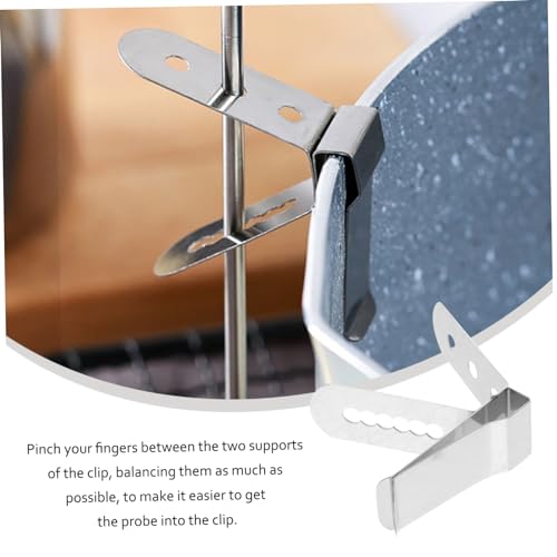 3 pcs Stainless Steel Thermometer Clip Holder for Cooking BBQ and Candy Making Probe Holder for Milk Syrup and Beverages Lightweight and Easy to Carry Present for Friends and