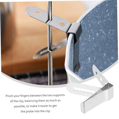 3 pcs Stainless Steel Thermometer Clip Holder for Cooking BBQ and Candy Making Probe Holder for Milk Syrup and Beverages Lightweight and Easy to Carry Present for Friends and