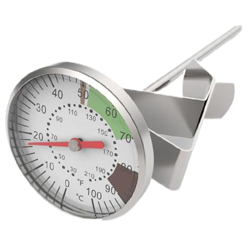 Milk Thermometer for Steaming Milk 2 Inch Dial Stainless Steel Candy Thermometer with Pot Clip Protective Sleeve Coffee Chocolate Cappuccino - for Steaming