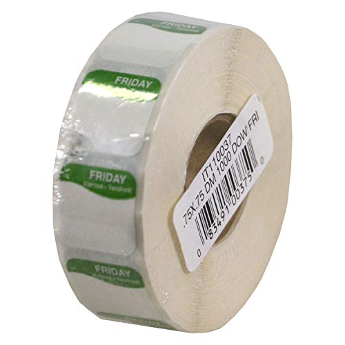DayMark Day of the Week 3/4" x 3/4" Dissolvable Label, Friday (Roll of 1000) - size: Friday
