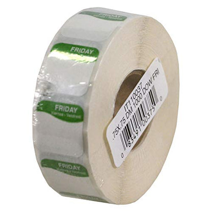 DayMark Day of the Week 3/4" x 3/4" Dissolvable Label, Friday (Roll of 1000) - size: Friday
