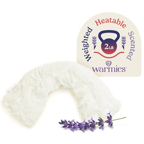 warmies Microwavable Neck & Shoulder Wrap - Heating & Cooling Plush Pad for Calming Relaxation - Weighted & Heated Neck Warmer with Scented Lavender - Microwave Heat Pad for Aches & Pain - Cream - color: Cream