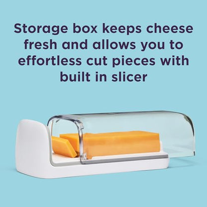 Chef'n 2-in-1 Cheese Slicer and Storage Container | Integrated Lid Keeps Cheese Fresh | Ideal Gift for the Cheese Lover - style: Cheese