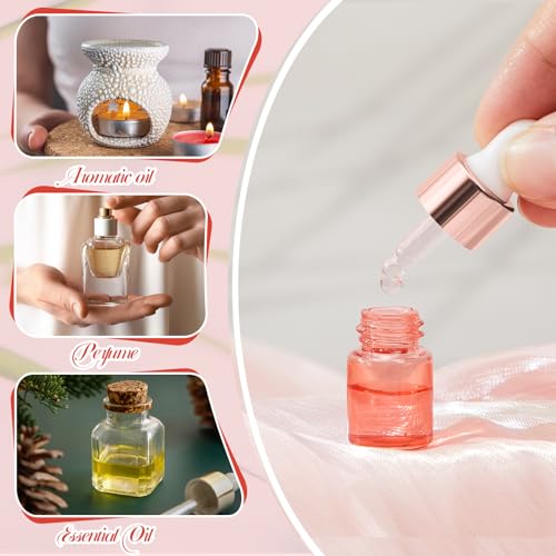 Didaey 100 Pcs 1/2/3/5/10/15 ml Mini Glass Oil Dropper Bottle Bulk, Clear Essential Small Empty Bottles Sample Containers Perfume Liquid Vials with Cap for Traveling (2 ml,Blush Pink) - color: Blush Pink, size: 2 ml