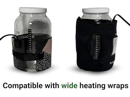 Kombucha starter kit 1 gallon glass jar sleeve - fermentation, 1 gallon mason jar, regulates brewing temperature - insulating neoprene - with thermometer slot
