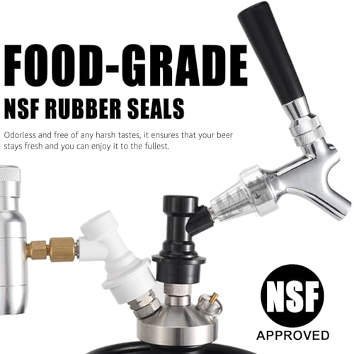 FERRODAY Stainless Steel Core Ball Lock Beer Faucet, Self-Closing Beer Tap with Ball Lock Quick Disconnect Set, Beer Keg Tap Ball Lock Tap Party Picnic Corny Keg Tap for Homebrew