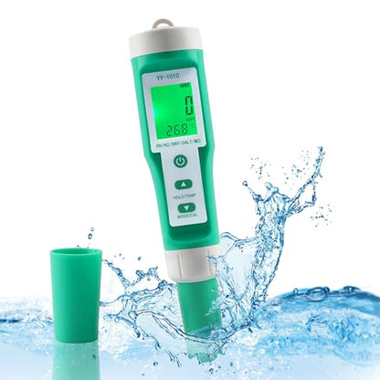 Hydrogen Water Tester 10 in 1 Resistivity/Fertility/H2/pH/TDS/EC/ORP/S.G/Salt/Temp Meter with ATC pH Meter,0.01 High Accuracy pH Tester Digital,TDS Meter PPM Meter for Drinking,Hydroponics,Pool. - size: 10-1