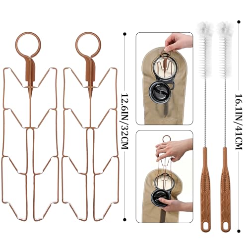 Patelai 8 in 1 Hydration Bladder Cleaning Kit Includes 3 Different Brushes and Drying Collapsible Bladder Frame, Water Reservoir Backpack Cleaning Kit - color: Brown