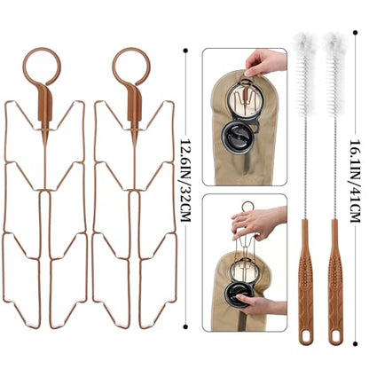 Patelai 8 in 1 Hydration Bladder Cleaning Kit Includes 3 Different Brushes and Drying Collapsible Bladder Frame, Water Reservoir Backpack Cleaning Kit - color: Brown