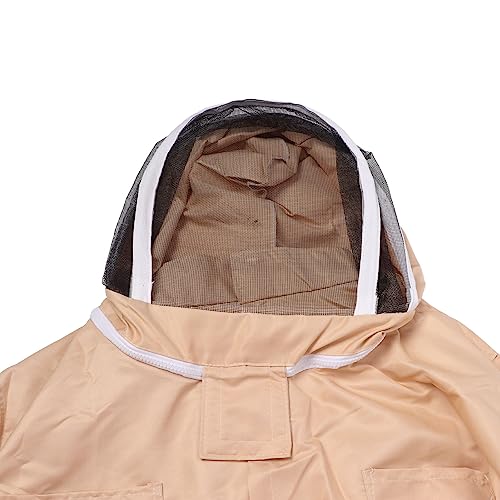 Beekeeping Suit Canvas Full Body Beekeeper Outfit with Gloves for Men Women Apiary Protective Clothing, Light Coffee