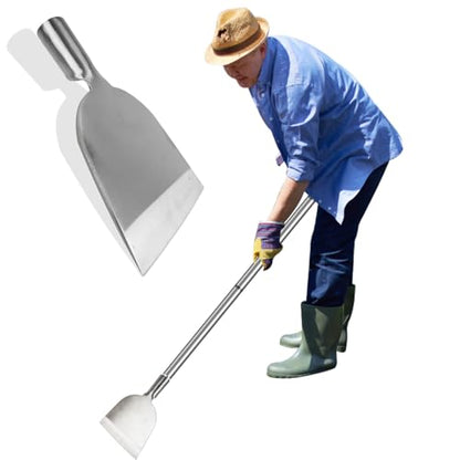 Snow Shovel for Driveway, Ice Scraper, Floor Scraper Long Handle, Garden Shovel Heavy Duty with Flat Head, Weed Scraper, Sod Cutter Remover Tool for Lawn Edger, Edging Shovels for Landscaping,
