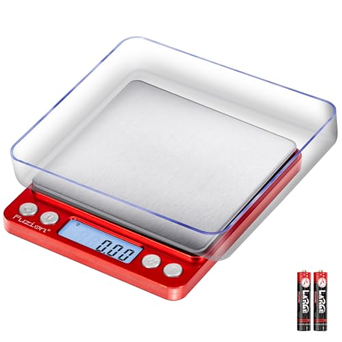 Fuzion Digital Scale .01 Gram Accuracy, 500g Mini Food Scales for Small Jewelry, Gold, Herb, Spice - Weight Gram and Oz - color: Red
