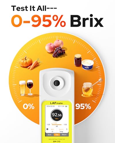 3-in-1 Digital Refractometer with ATC for Wine Making, Home Brewing, Rechargeable 0-95% Brix Meter for Coffee, Juice, Honey, Maple Syrup