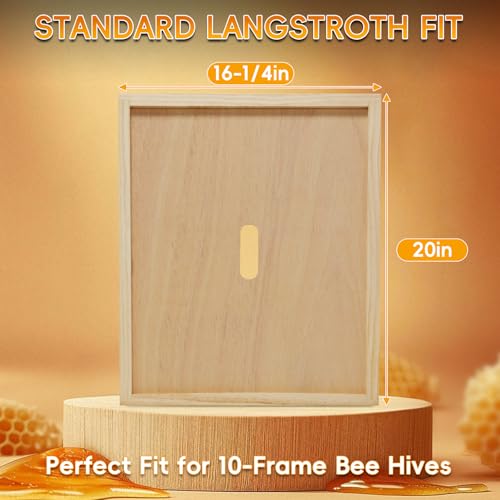 4 Pack Beehive Inner Cover 10 Frame, Natural Wood Inner Cover for Langstroth Bee Hive Insulation Ventilation