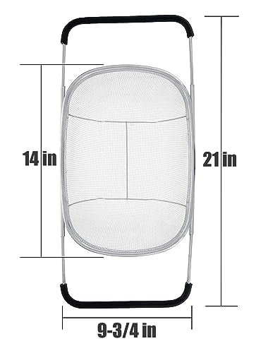 Fine Mesh Colander Over The Sink 6 Quart Stainless Steel Strainer Basket | Expandable Rubber Grip Handles - Strain, Drain, Rinse Fruits, Vegetables
