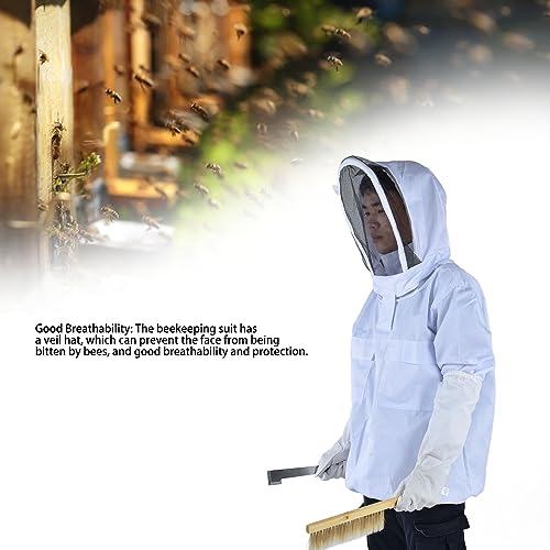 Beekeeping Suit Kit Protective Ventilated Jacket Gloves Scraper Bee Brush - Sting Proof Design, Breathable Veil Hat, Comfortable Fit for Men and Women