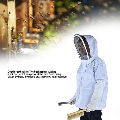 Beekeeping Suit Kit Protective Ventilated Jacket Gloves Scraper Bee Brush - Sting Proof Design, Breathable Veil Hat, Comfortable Fit for Men and Women