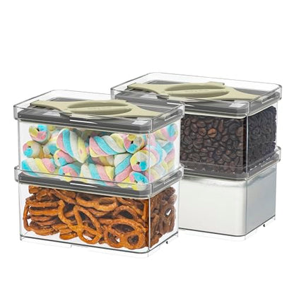 4-Pack Small Pantry Containers, 0.8 QT/0.76 L Clear SAN Food Storage Canisters with Twist-Lock Lids, Stackable for Sugar, Tea Bags, Seasoning, Nuts, Snacks(Sand) - color: Sand