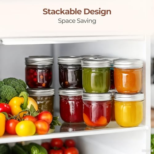 ComSaf 8 oz Wide Mouth Mason Jars Bulk Set, 12 Pack Small Jars with Lids | BPA-Free,Half-Pint Portion, Chunky Salsa, Overnight Oats, Party Favors, Meal Prep, DIY Candles, For Big Canning Project - size: 8oz*12 wide mouth