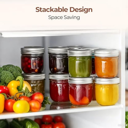 ComSaf 8 oz Wide Mouth Mason Jars Bulk Set, 12 Pack Small Jars with Lids | BPA-Free,Half-Pint Portion, Chunky Salsa, Overnight Oats, Party Favors, Meal Prep, DIY Candles, For Big Canning Project - size: 8oz*12 wide mouth