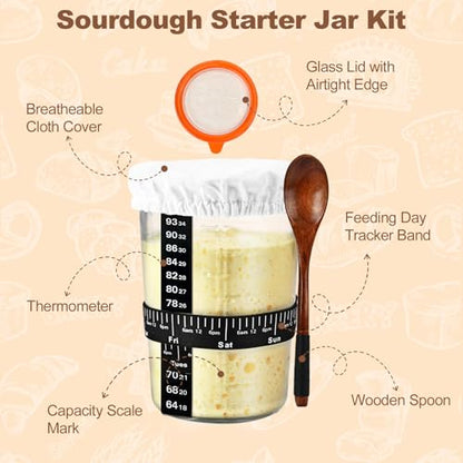 TOKPELA Sourdough Starter Kit 13Pcs Sourdough Bread Baking Supplies, Complete Bread Making Tools 9in Round & 10in Oval Silicone Banneton Proofing Basket Set with Sour dough Starter Jar - color: Sourdough Starter Kit