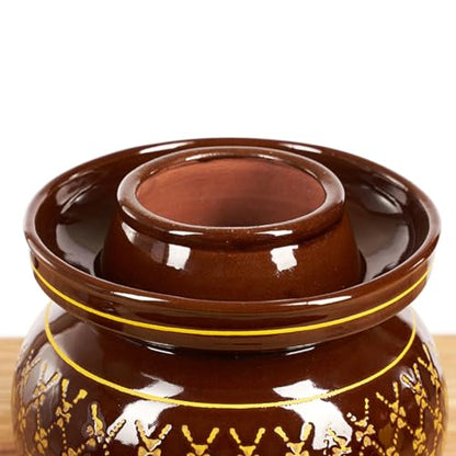 Ceramic Pickle Jar with Lids,Large Traditional Chinese Porcelain Pickle Jar Pickling Jars,Ceramic Fermentation Crock with Water Seal Airlock Lid,Sauerkraut Crock 4L (7L - size: 7L
