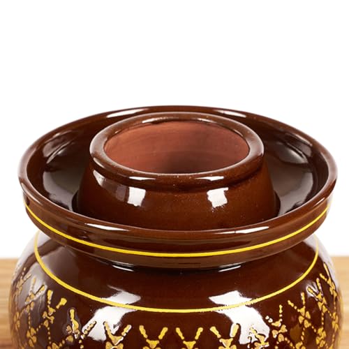 Ceramic Pickle Jar with Lids,Large Traditional Chinese Porcelain Pickle Jar Pickling Jars,Ceramic Fermentation Crock with Water Seal Airlock Lid,Sauerkraut Crock 4L (4L - size: 4L