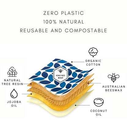 Beeswax Wraps for Food - The Kitchen Collection - Organic Cotton Beeswax Wrap - Reusable Beeswax Food Wrap - Plastic Wrap/Sandwich Bags Alternative - 4 Pack, S, M, L & XL - color: 4 Pack (S, M, L, XL)