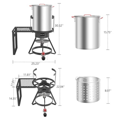 Fire Riot 30Qt Turkey Fryer with Basket, Outdoor Propane Deep Fryers Burner Stand, 50,000BTU Cast Iron Burner, Steamer and Seafood Boiler Set, Black - style: 30-Qt Turkey Fryer