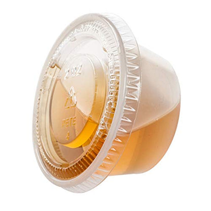 TashiBox 2 oz 100 Sets Disposable Plastic Cups with Lids, Jello Shot Cups Souffle Cups… - size: 2oz-100Sets