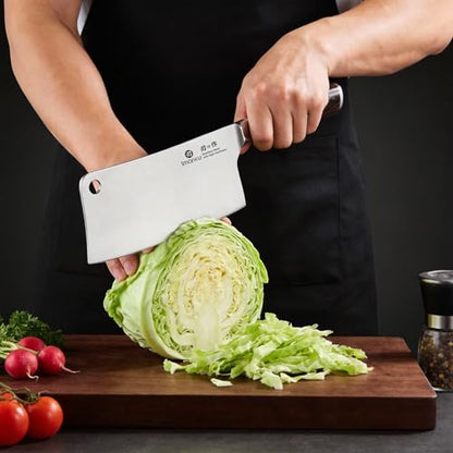 imarku Cleaver Knife 7 Inch Meat Cleaver, Japanese High Carbon Stainless Steel Butcher Knife with Ergonomic Handle, Ultra Sharp Chopping Knife, Kitchen Gadgets for Home/Restaurant, Dads Gifts - color: Light Black