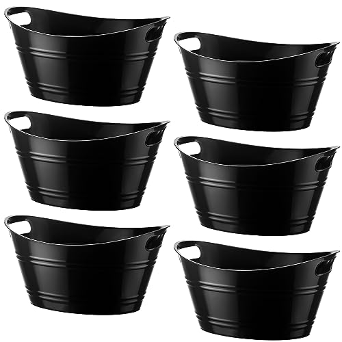 Patelai 6 Pcs Ice Buckets Bulk, Plastic Ice Buckets with Handles, Oval Storage Tub, Large Capacity Drink Tub for Party Bar Wine Beer Champagne Beverage Bottle Cooler(4.5 Liter,Black) - color: Black, size: 4.5 Liter