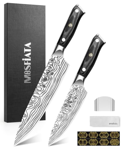 MOSFiATA 2Pcs Chef Knife Set, Sharp Kitchen Knife High Carbon German EN1.4116 Stainless Steel Cooking Knife, 9"&6" Chopping Knife Kitchen Knives Set with Ergonomic Handle, Gift Box - style: 6"&9" chef knife