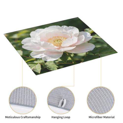 White peony Dish Drying Mat for Kitchen Counter, Absorbent Microfiber Drainer Mats, Non-slip Kitchen Draining Mat for Coffee Machine Dish Rack Pad 18"x16" Dish Drainer Pad - color: White Peony