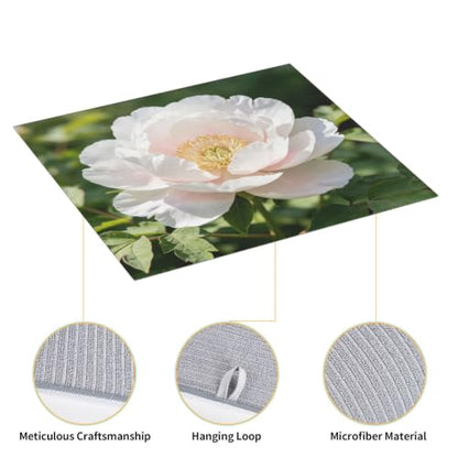 White peony Dish Drying Mat for Kitchen Counter, Absorbent Microfiber Drainer Mats, Non-slip Kitchen Draining Mat for Coffee Machine Dish Rack Pad 18"x16" Dish Drainer Pad - color: White Peony