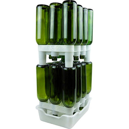 FASTFERMENT - 12-Bottle Drying Rack & Tray| Bottle Drying Tree Alternative | Dry & Store your Wine or Bomber/Belgian Bottles | 2-Stackable Racks, 1 Tray | Dishwasher Safe | Home Brewing Supplies