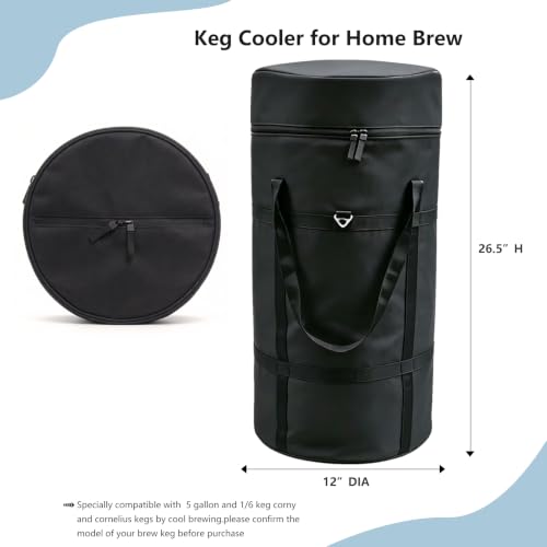 Keg Cooler for Home Brew, Beer Cooler Compatible with New 5 Gallon Ball Lock Keg and New 5 Gallon Keg Corny Keg,600D Oxford Cloth Add Cotton、Aluminum foil Layer、Waterproof Inner Iiner