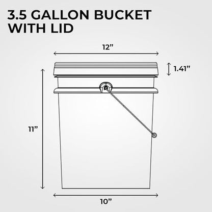 3.5-Gallon White Bucket Pail Container with Lid | Food Grade | Heavy-Duty Approx 90 MIL Extra Durable | Metal Handles with Plastic Grip | Multi-Use | Easy Stack and Store | BPA Free - 6 Pack - color: White - 3.5 Gallon, size: 6 Packs