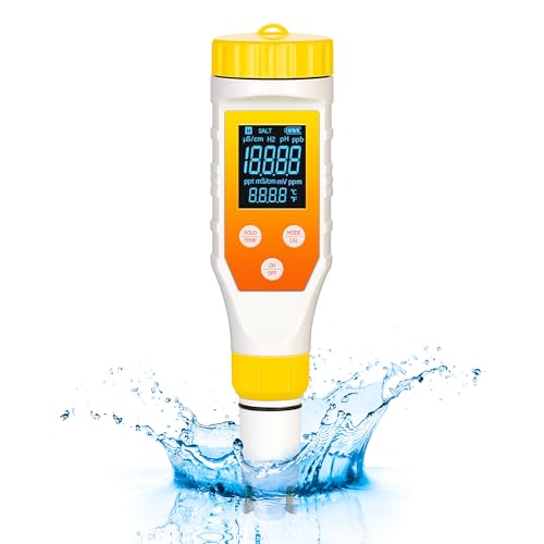 Hydrogen Water Tester,PH Meter 7 in 1 H2/TDS/EC/ORP/Salt/Temp with ATC & Backlight,Hydrogen Water Tester for Filtered Water, TDS Meter for Juice,Coffee,Your Plants. - size: NEW 7 in 1