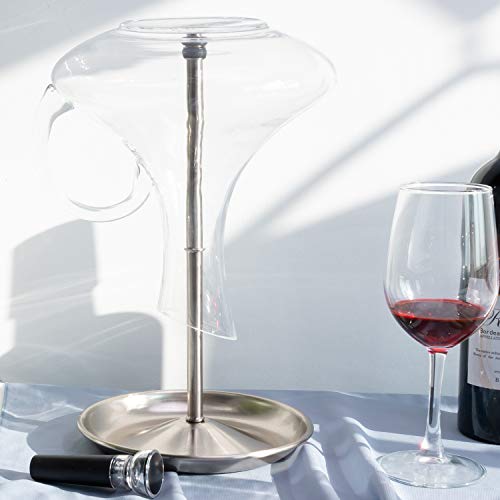 Wine Decanter Drying Stand with Silicone Head to Prevent Scratches-Detachable Shelf Decanter Rack Holder with Drip Catching Base with Wine Bottle Stopper, Decanter and Wine Glass NOT Included - style: Decanter Drying Stand D