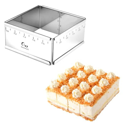 Stainless Steel Extensible Cake Ring Detachable Square Cake Mold Mousse Ring Nonstick Cheesecake Mould Pastry Shaping for Baking - 4.2 × 4.2 × 2 inch - size: (4.2-7.8) × (4.2-7.8) × 2 in