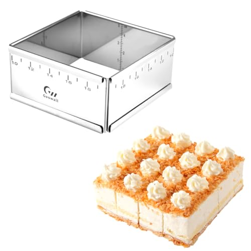 Stainless Steel Extensible Cake Ring Detachable Square Cake Mold Mousse Ring Nonstick Cheesecake Mould Pastry Shaping for Baking - 4.2 × 4.2 × 2 inch - size: (4.2-7.8) × (4.2-7.8) × 2 in