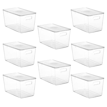 Vtopmart 8 Pack Clear Stackable Storage Bins with Lids,XLarge Plastic Containers with Handle for Pantry Organizer and Storage,Perfect for Kitchen,Fridge,Cabinet, Closet,Bathroom Organization - size: XL(13"L x 7.4"W x 7"H)
