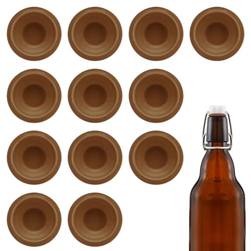 12PCs Dopamine color Silicone Gaskets Washers Seals for Cap Swing Flip Top Bottle-Red for Home Brew Beer Soda Bottle Sealing (Walnut Brown) - color: Walnut Brown