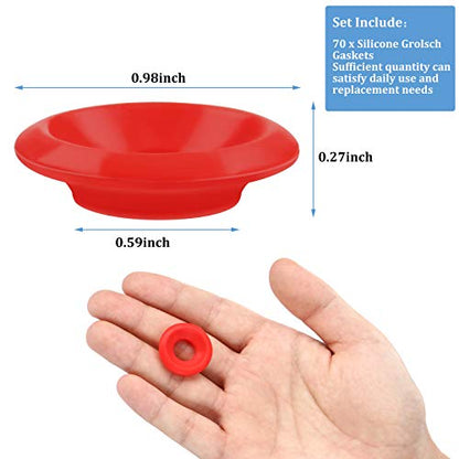 70 Pieces Silicone Rubber Gaskets Washer for Swing Flip Bottles Swing Top Washers Leak-proof Seals Compatible with Grolsch Bottle Home Brew Beer Soda Bottle Sealing Use