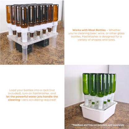 FastWasher24 Beer Bottle Washer and Wine Bottle Cleaner | Bottles & Racks NOT Included |General Purpose Bottle Rinser, Bottle Cleaner and Bottle Sanitizer System | Easy to Assemble - size: 24 Bottle Rack