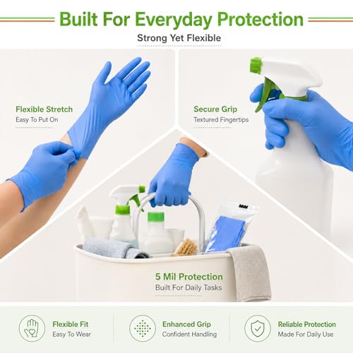 TREEGO Individually Wrapped Nitrile Gloves Bundle, Medium, 110 Pairs Total (50 Black + 60 Blue), Disposable 5 Mil Latex Free Powder Free Gloves for Food Prep, Cleaning