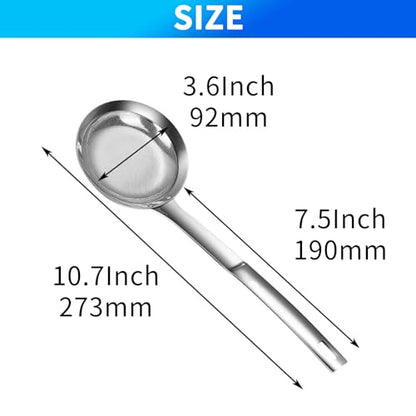 TBWHL Multi-functional Hot Pot Fat Skimmer Spoon - Stainless Steel Fine Mesh Food Strainer for Skimming Grease and Foam DIA 3.7" - size: Dia 3.7"