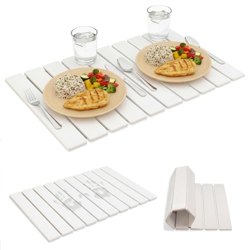 Large Stone Drying Mat 24"x16" – Diatomaceous Earth Stone Dish Drying Mat, Ultra-Absorbent Stone Drying Mat for Kitchen, Collapsible Quick-Dry Countertop Protector for your Dishes (Snow White) - color: Snow White
